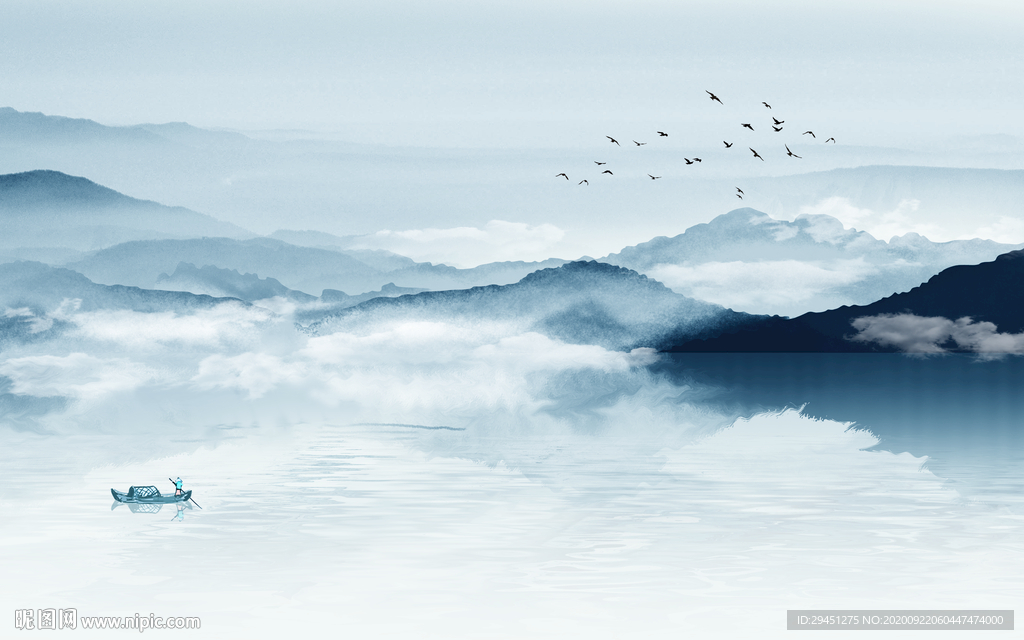 简约中式新山水画 tif分层