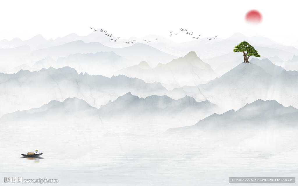 意境中式新山水画 tif分层