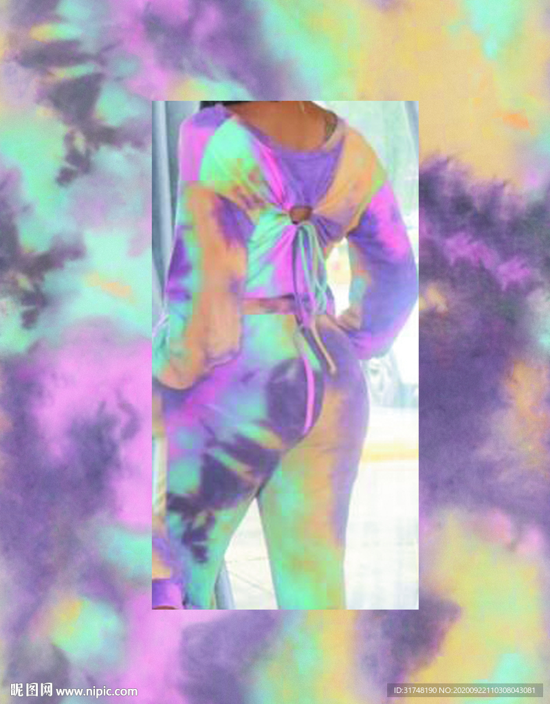 扎染 数码印花 圆圈 彩色扎染