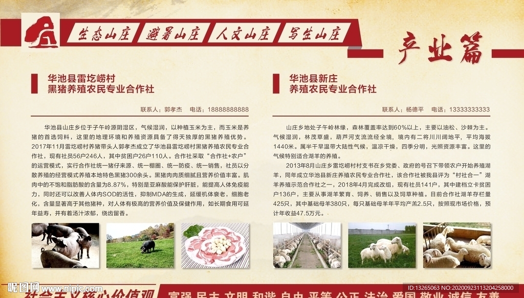 文化展板 山庄展板 养殖展板