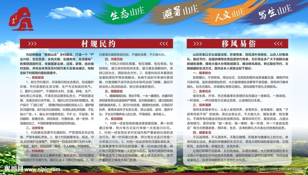 村规民约 移风易俗 展板