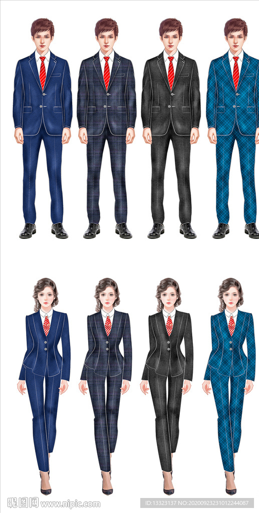 男装女装西服设计款式手绘效果图
