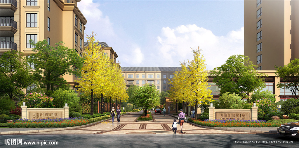 住宅小区入口景观效果图