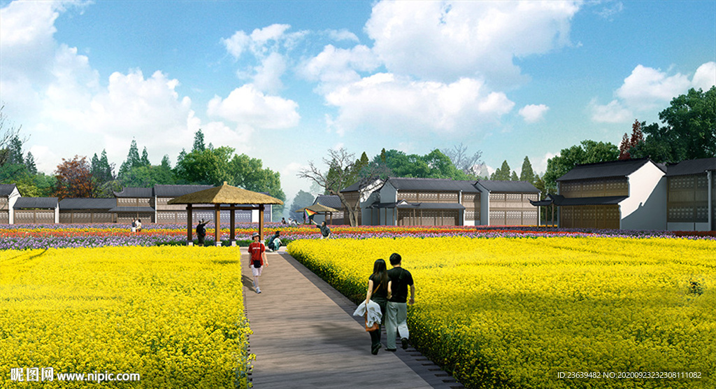 乡村民宿 田园景观效果图