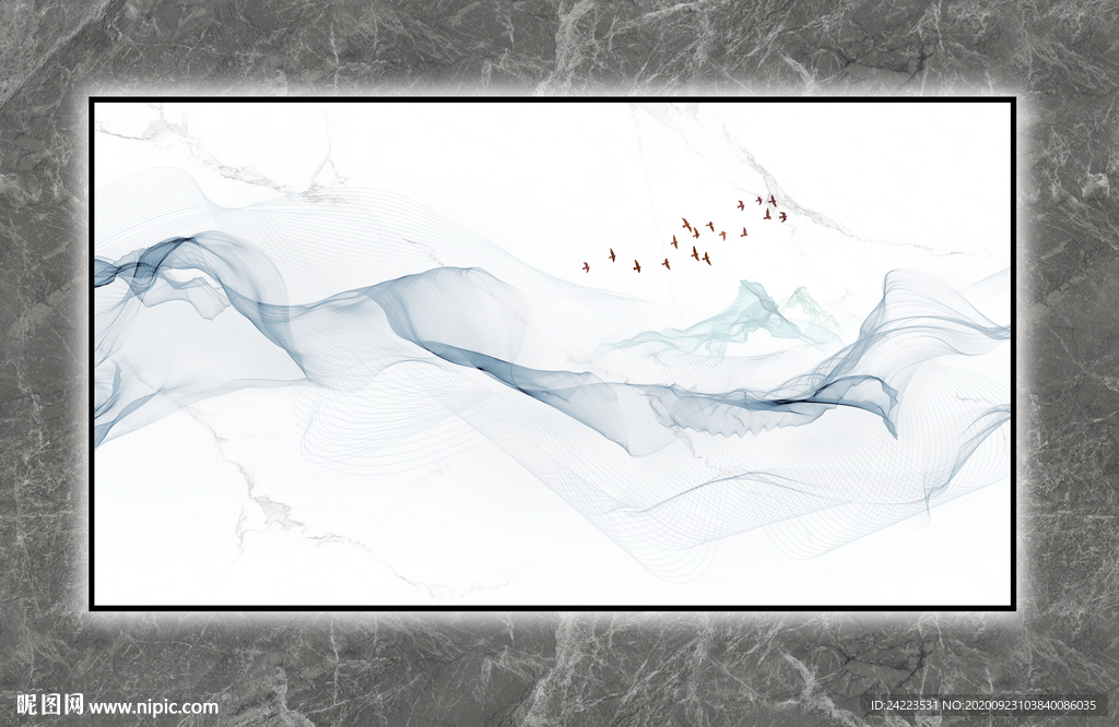 轻奢悬空石纹抽象画电视背景墙