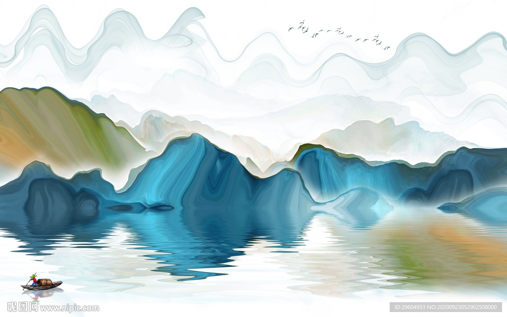 意境山水中式背景 tif分层