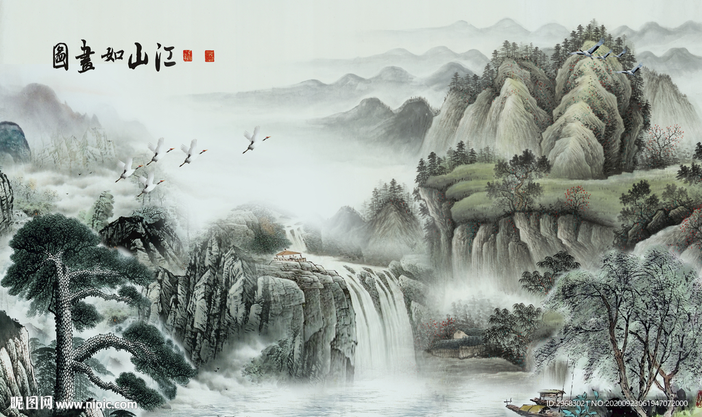 高档意境山水背景 tif分层