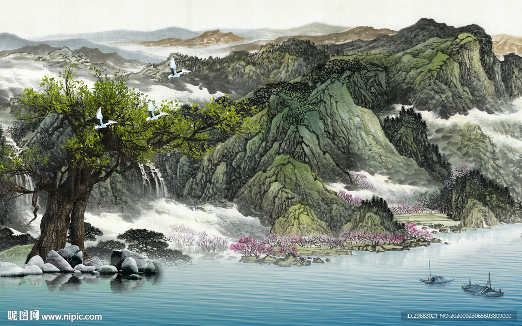 高清 意境山水背景 tif分层