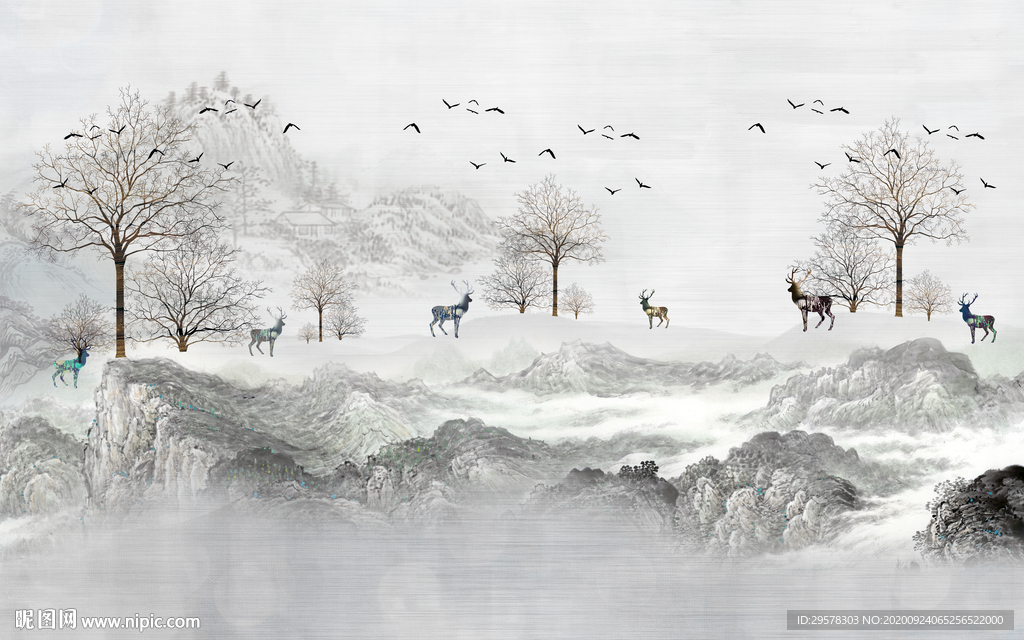 高端电视山水背景 TIF分层