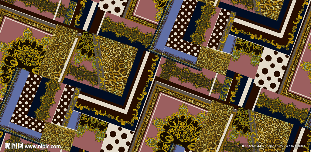 大牌高端数码印花格子腰果