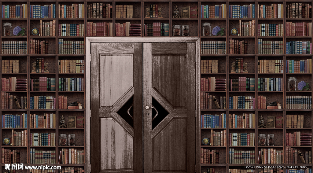 大型高清办公室书架文化背景墙