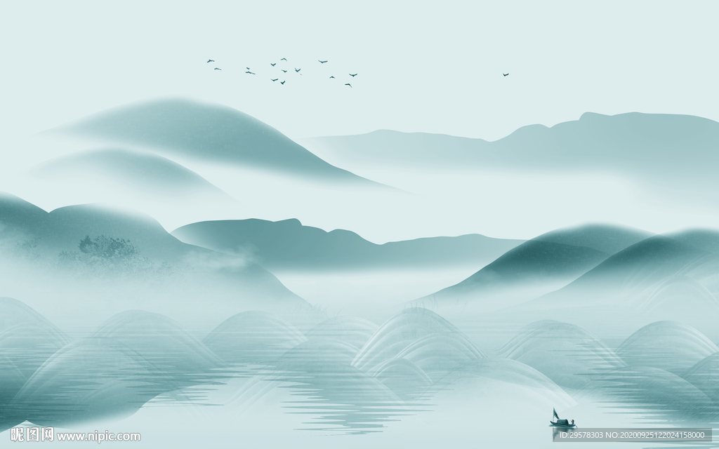 蓝色电视山水背景 TIF分层