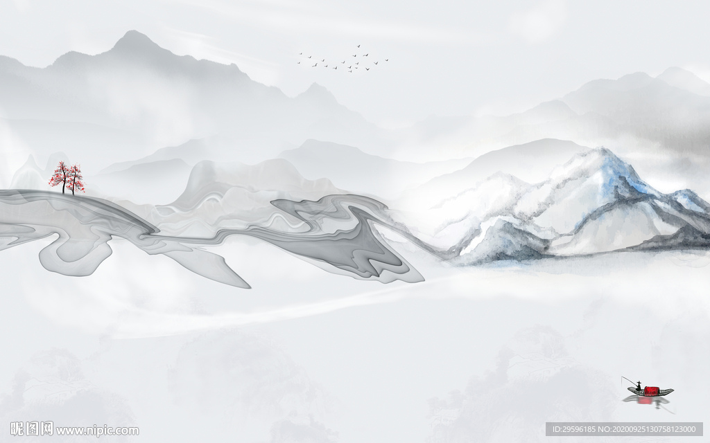 意境新爆款山水画 tif分层