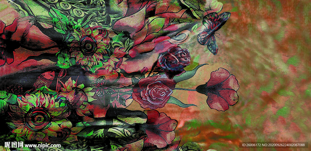 数码印花 大牌花 定位花