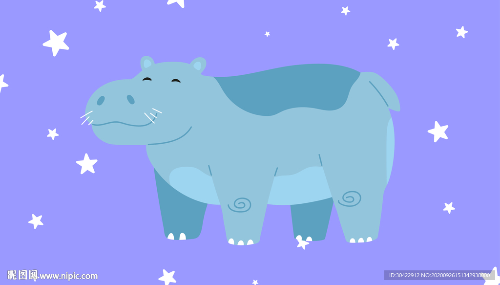 可爱卡通河马AI矢量插画