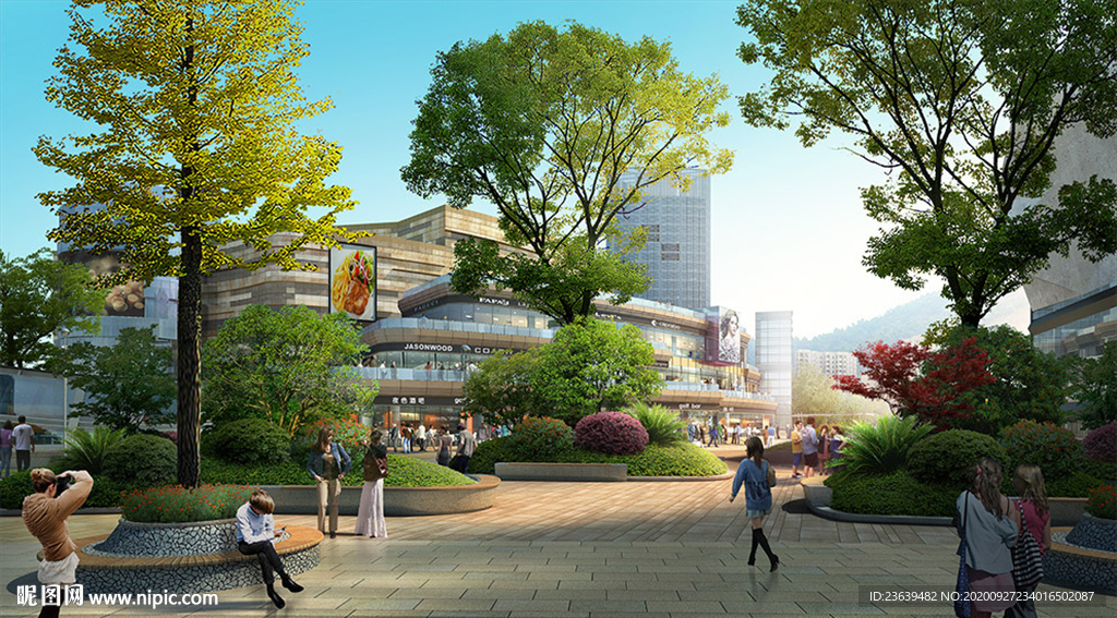 商业地产中心景观小广场效果图