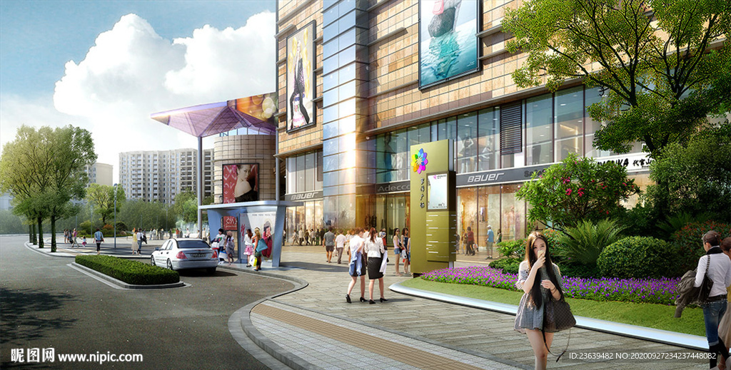 沿街商业广场景观效果图