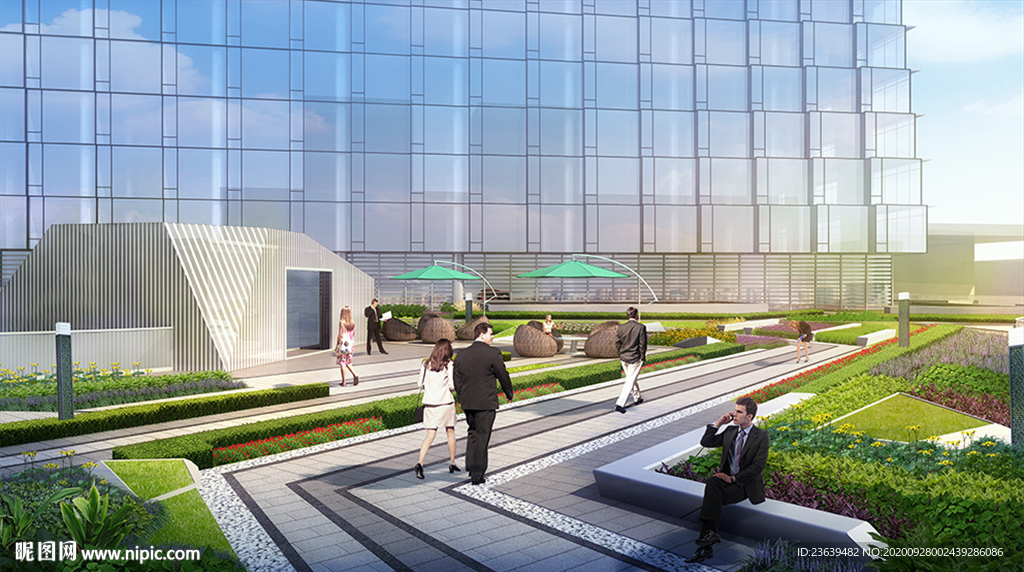 办公区屋顶花园景观效果图