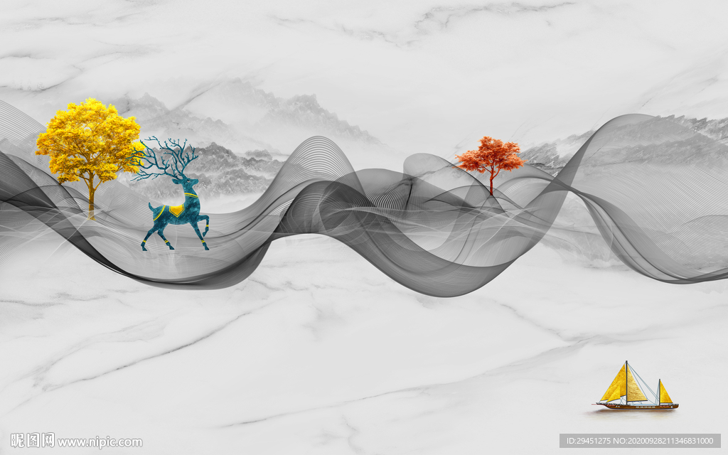 大卖新唯美山水画 tif分层