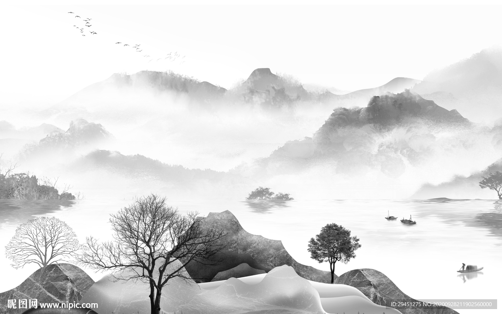 别墅新唯美山水画 tif分层