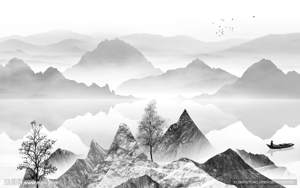 高端新唯美山水画 tif分层