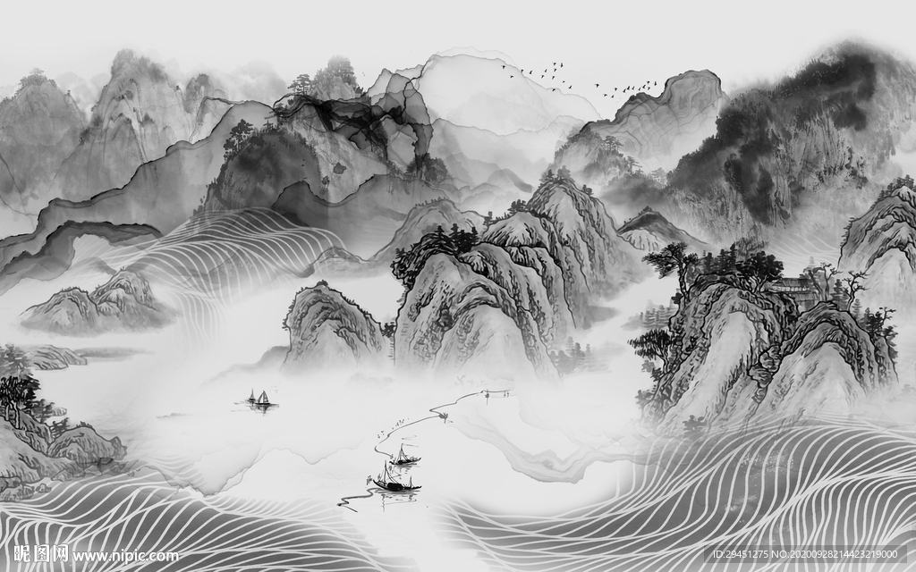 新上架唯美新山水画 tif分层