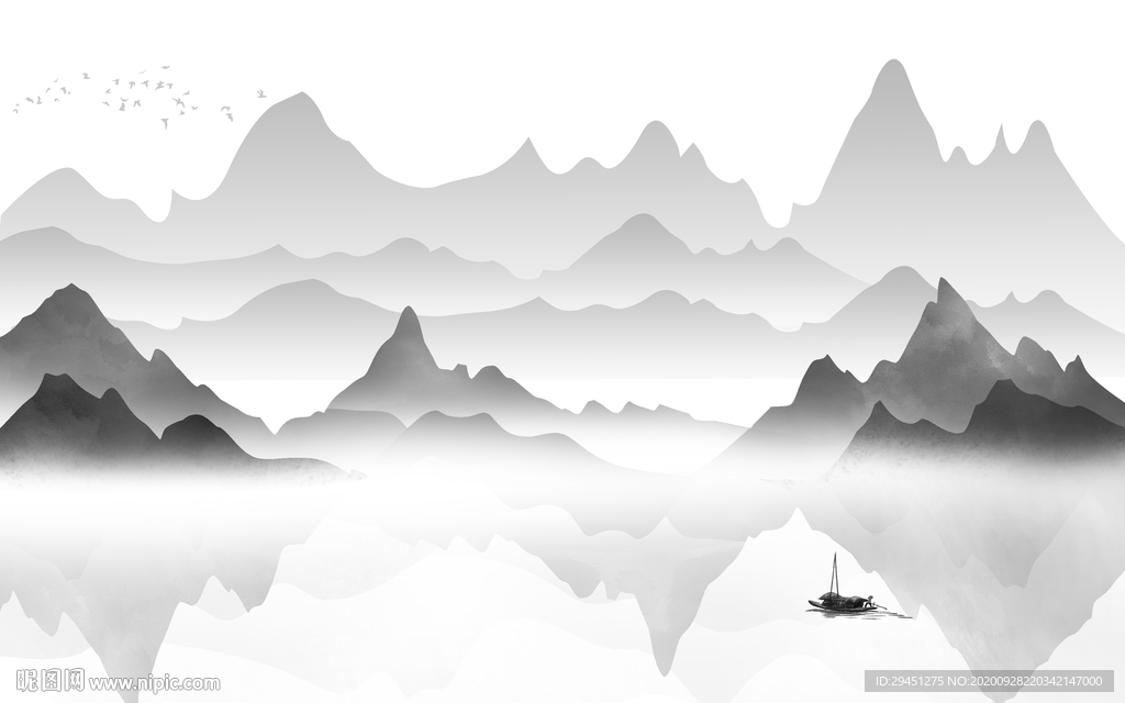 别墅唯美新山水画 tif分层