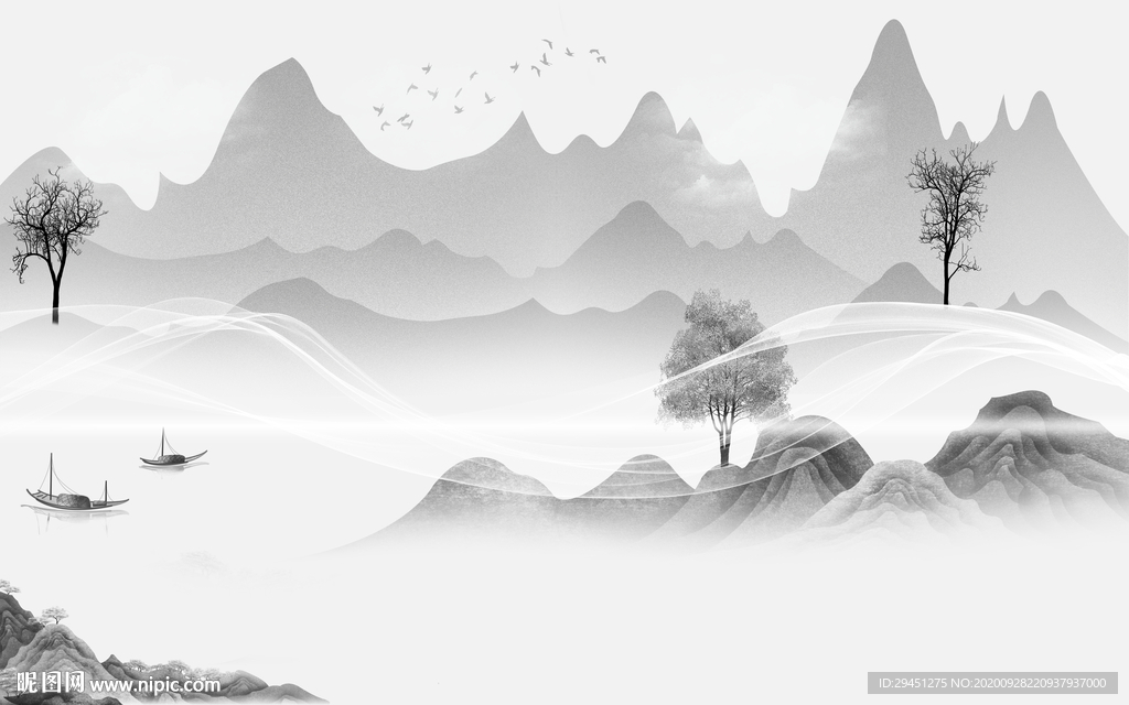 最 新唯美山水画 tif分层