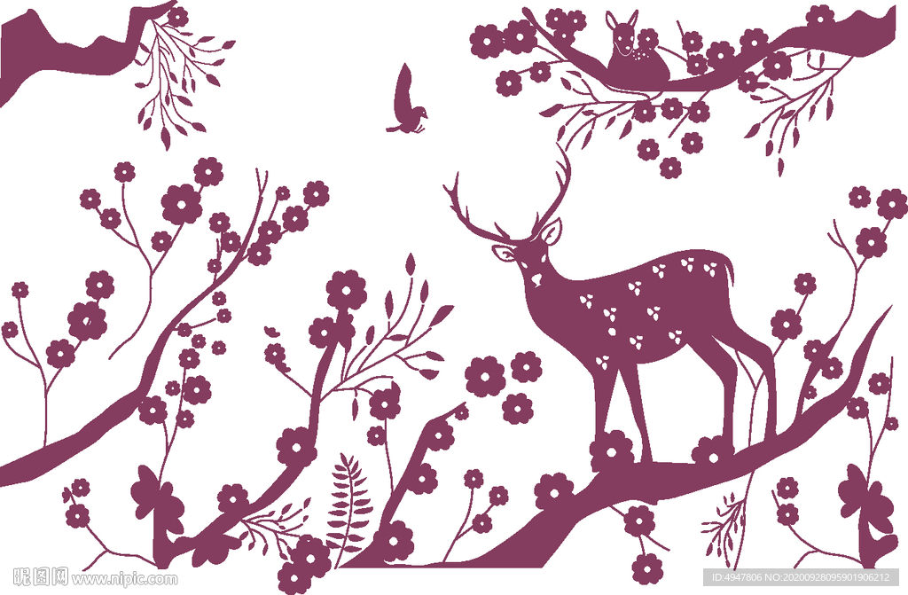 梅花鹿矢量图