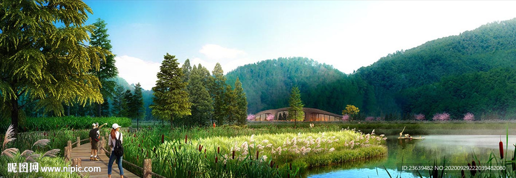 湿地公园木栈道景观效果图