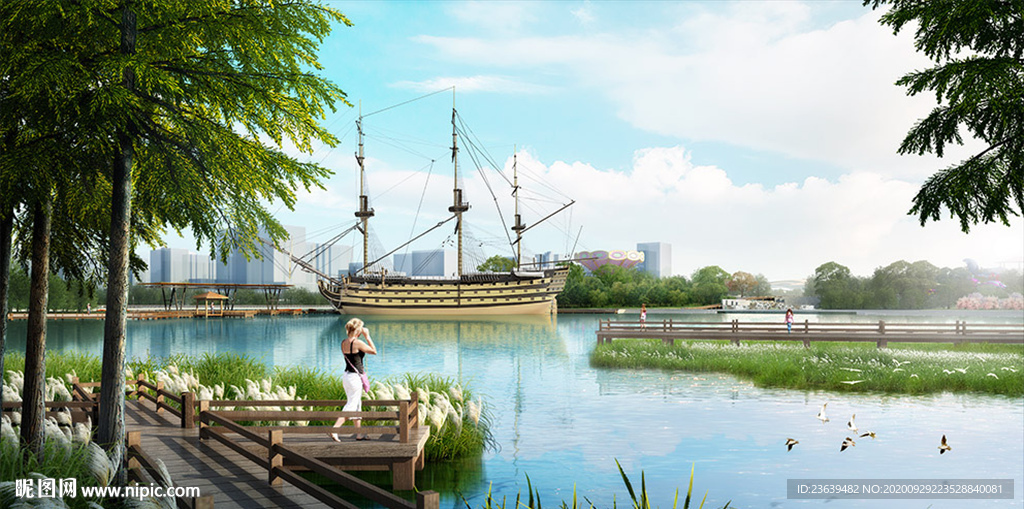 芦苇湿地公园景观效果图