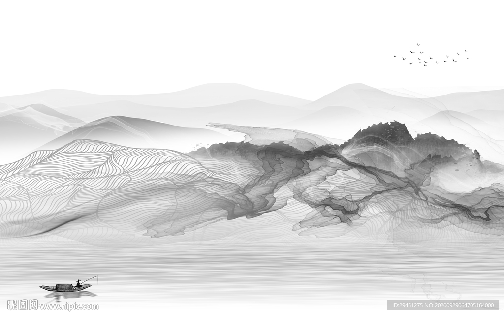 爆款现代新山水画 tif分层