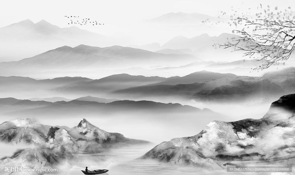 唯美 现代新山水画 tif分层