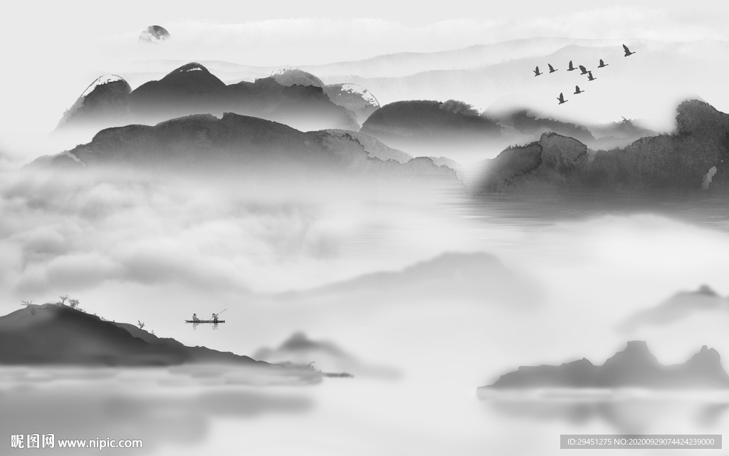 中式现代新山水画 tif分层