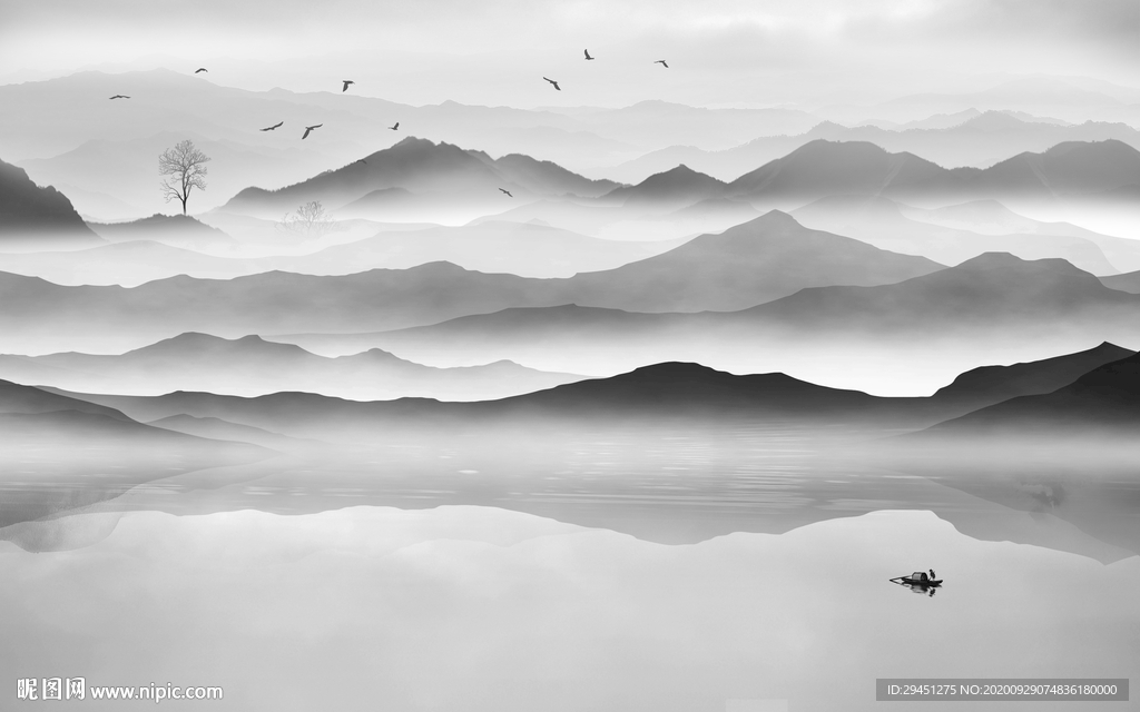 意境新唯美山水画 tif分层