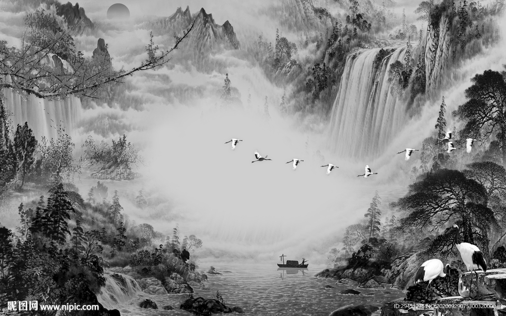 新品 唯美新山水画 tif分层