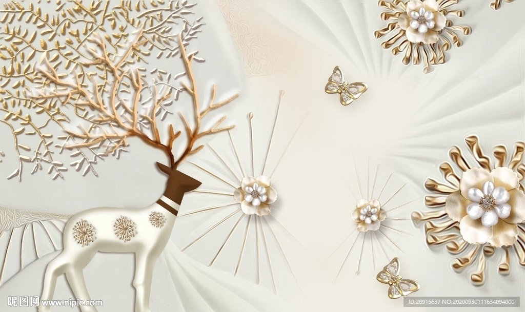 珠宝 浮雕 麋鹿