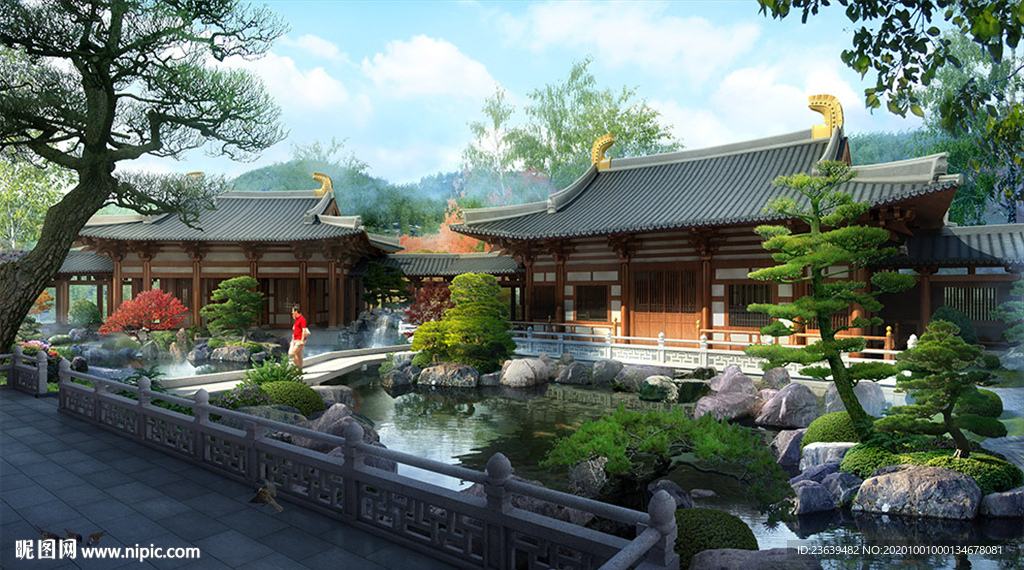 中式庭院景观效果图