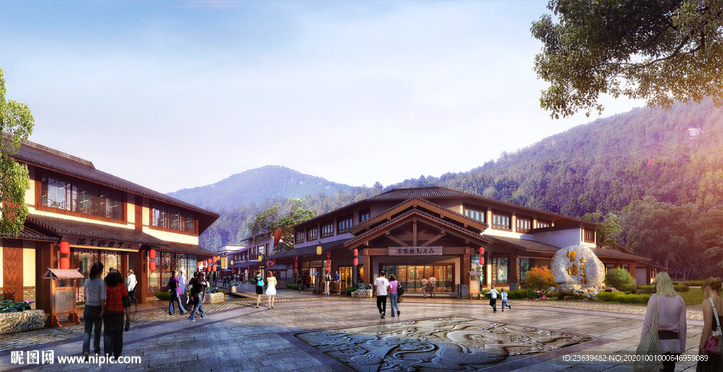 旅游古镇商业老街景观效果图