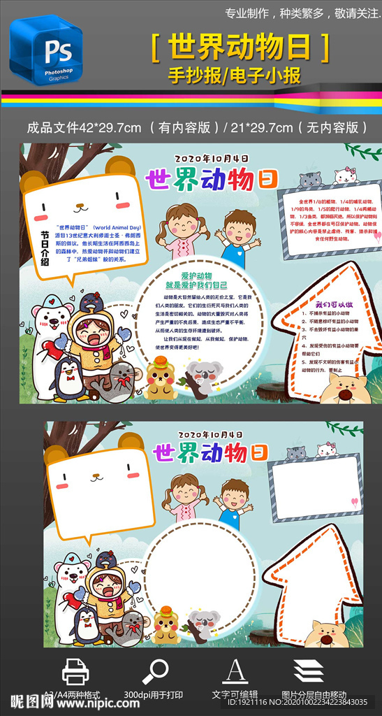 世界动物日手抄报小报
