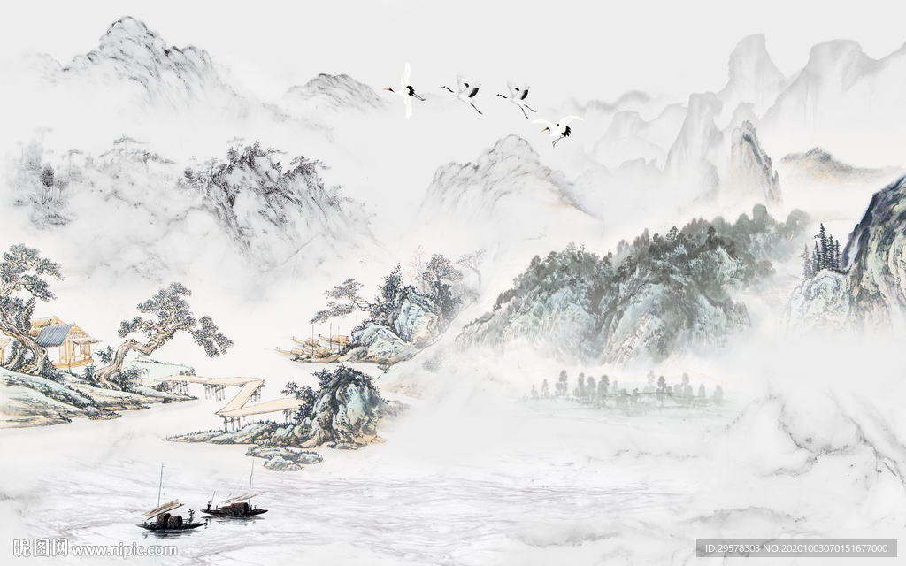 大气山水客厅背景 TIF分层