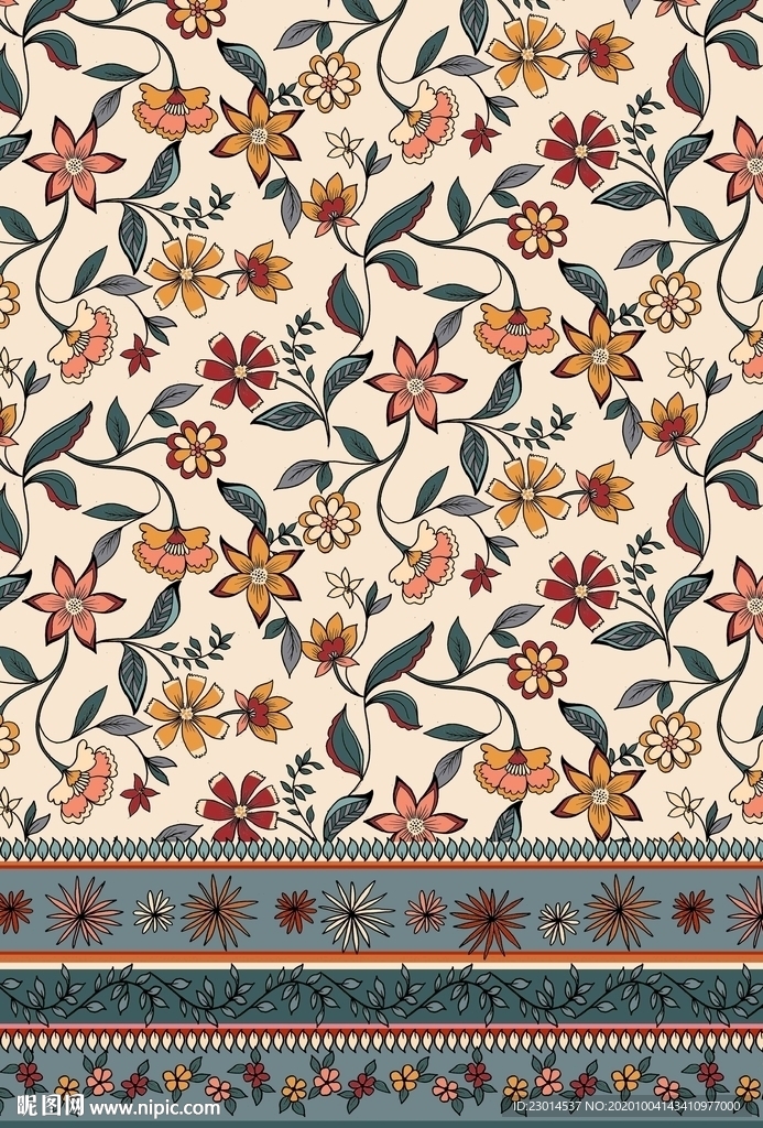 民族风欧式花卉植物花型图案