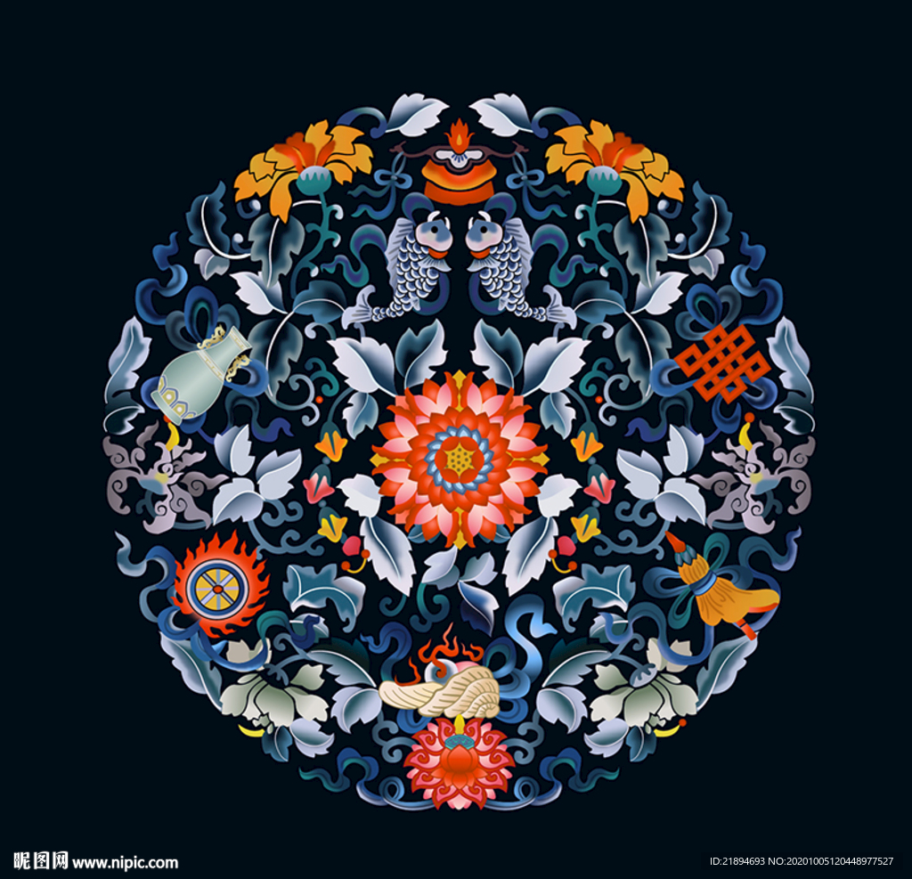 中国传统吉祥团花图案