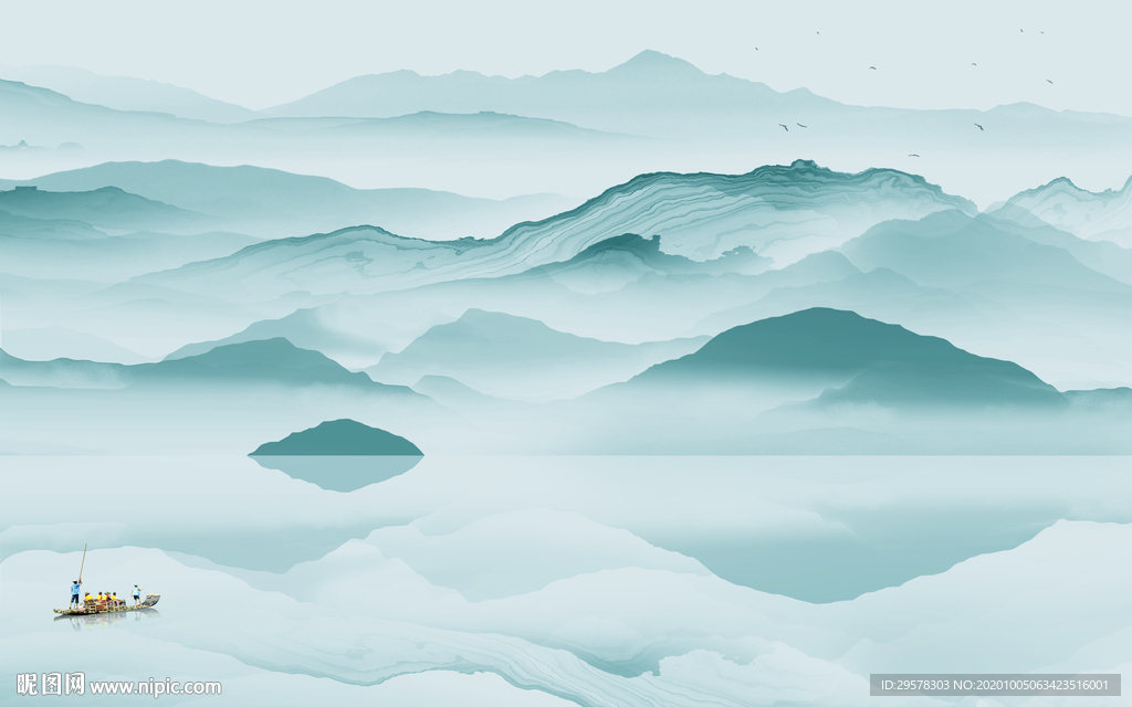 高档 山水现代背景 TIF分层