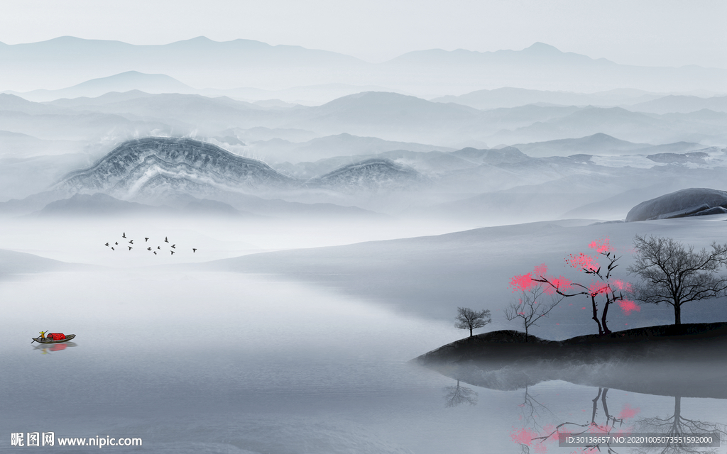 中国风意境唯美山水 TIF分层