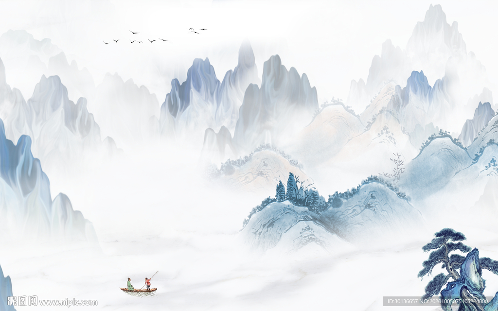 新中式意境唯美山水 TIF分层