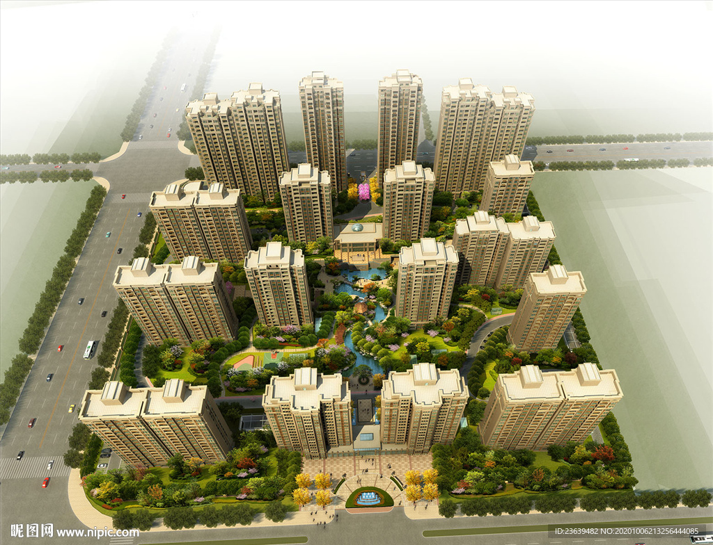 住宅小区景观设计鸟瞰图