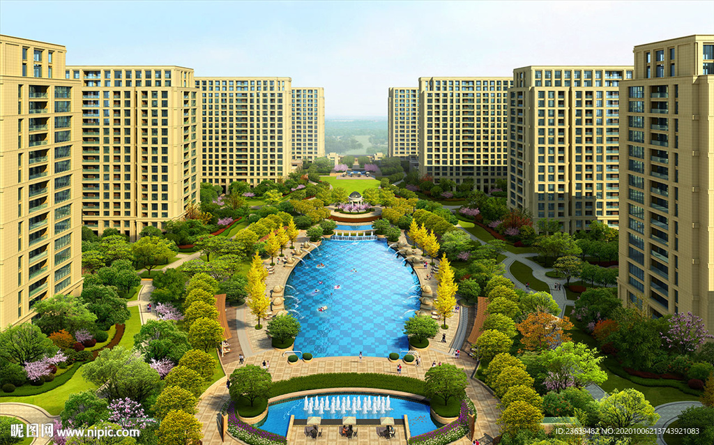 欧式住宅楼盘 景观效果图