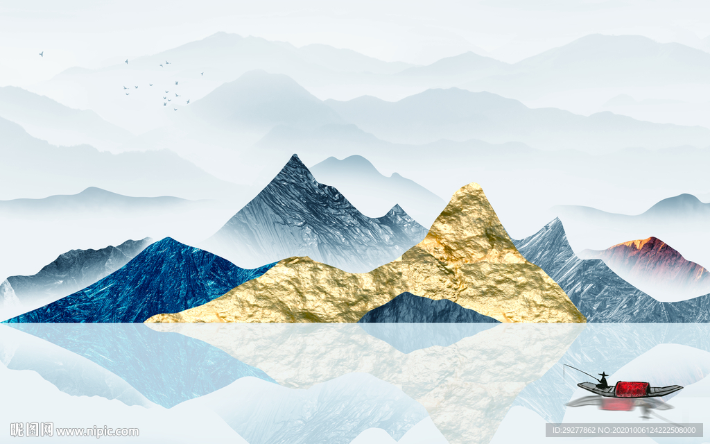 简约意境新山水画 TIF分层