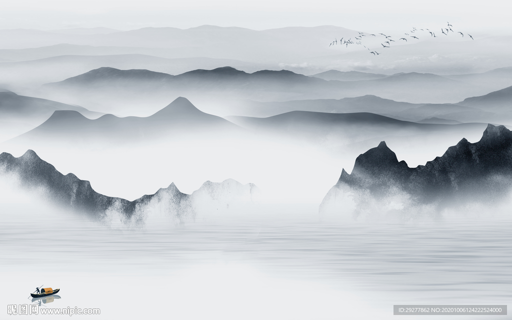 中式意境新山水画 TIF分层